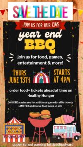 SAVE THE DATE:  School BBQ